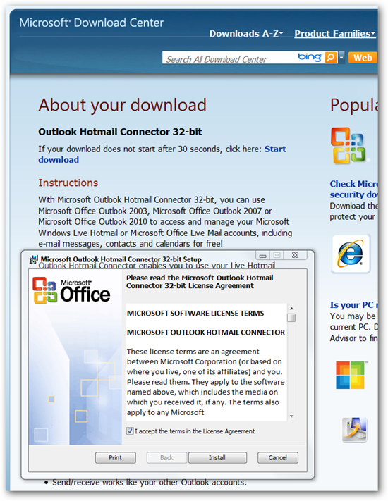 Microsoft office outlook connector dow…
